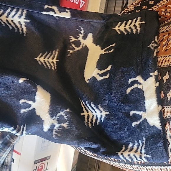 White and Blue Reindeer Patterned Pajamma Pants - Picture 2 of 3